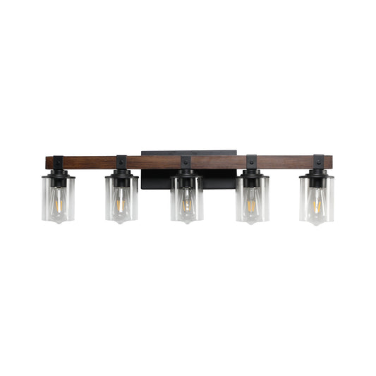 35" Rustic 5-Light Vanity Light, Industrial Bathroom Lighting Fixture