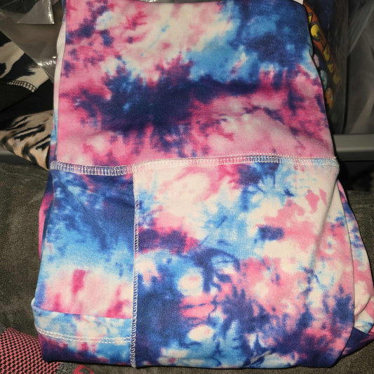 Tie Dye Athletic Material Full Length Leggings w/ Pockets - Large
