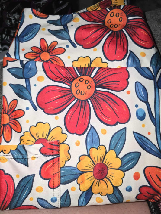 Fall Floral Leggings with Pockets - OS
