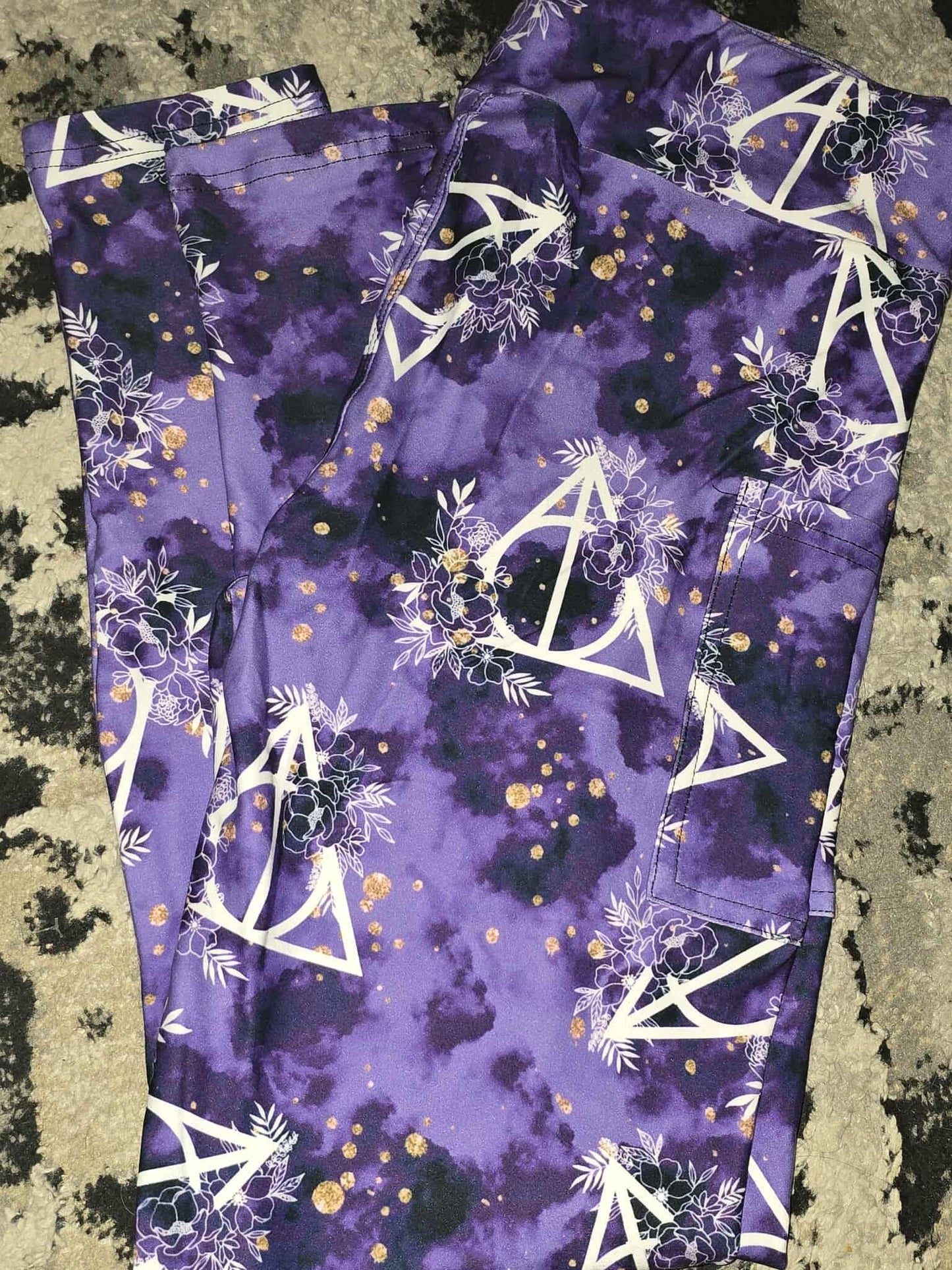 Purple Deathly Leggings With Pockets - OS
