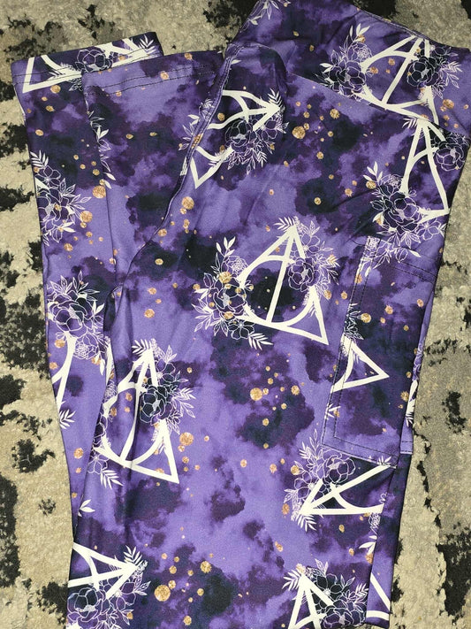 Purple Deathly Leggings With Pockets - OS