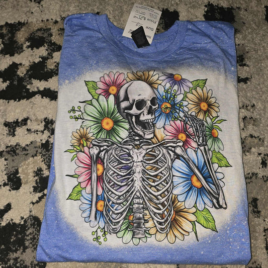 Bleached Skull Flower Tee - Large