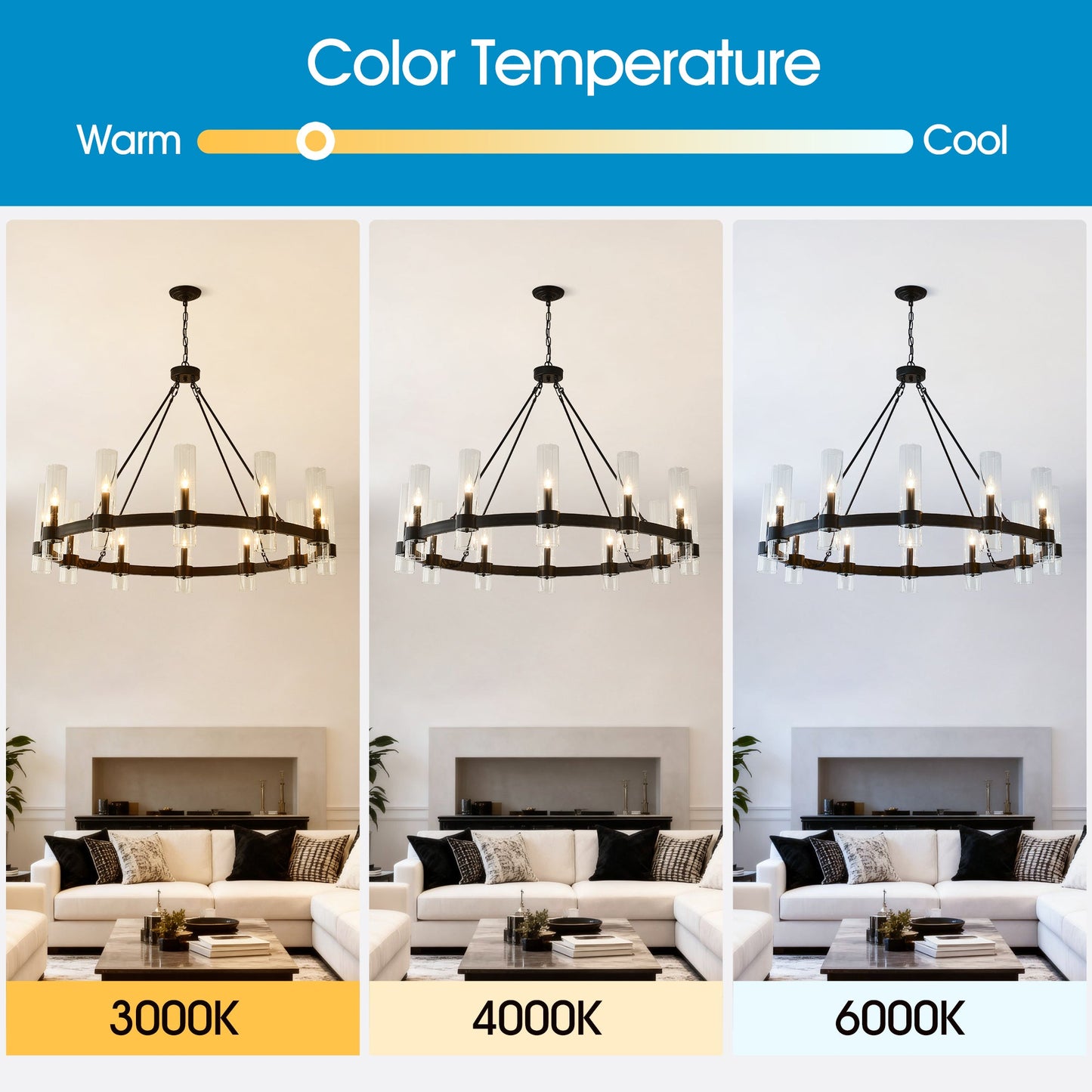 12-Light Matte Black Wagon Wheel Chandelier