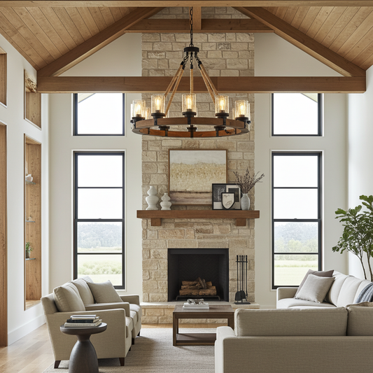 12-Light Rustic Wagon Wheel Chandelier