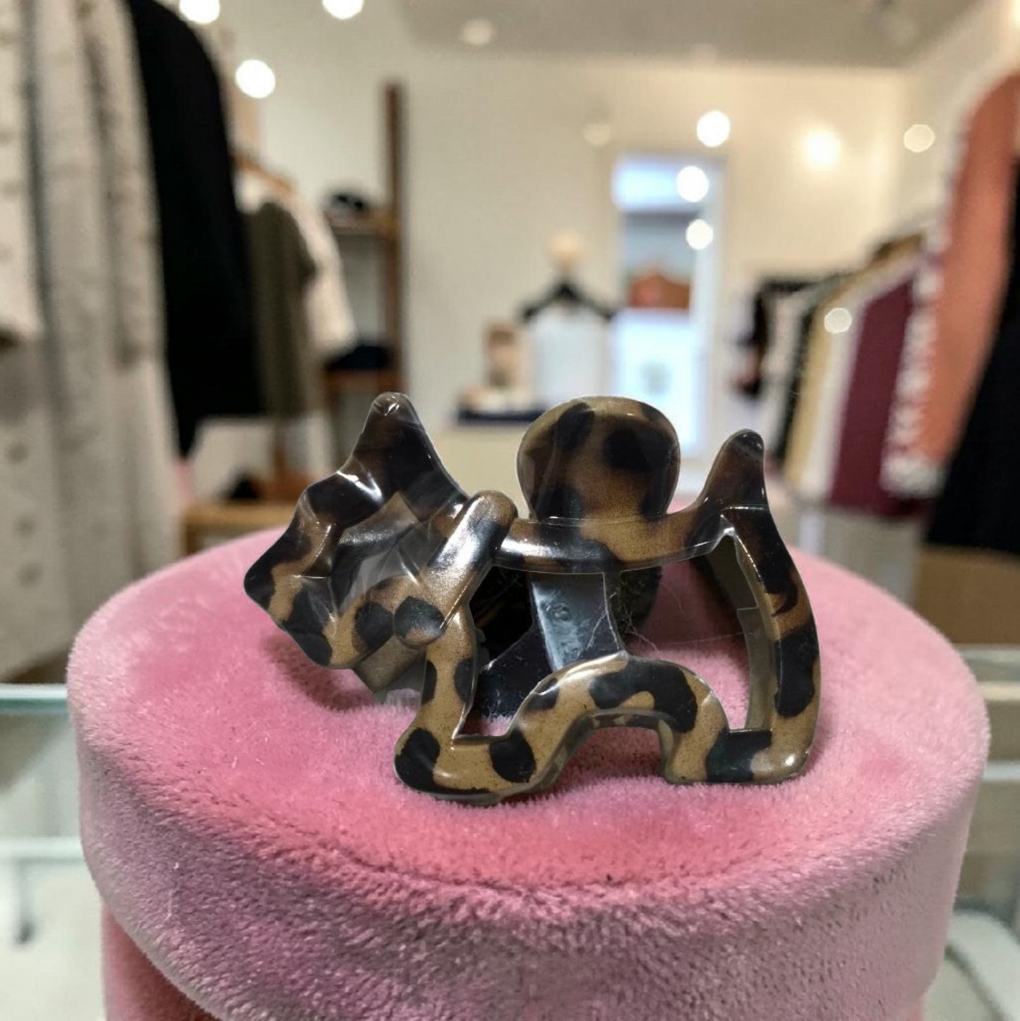 Leopard Scottie Claw Clip