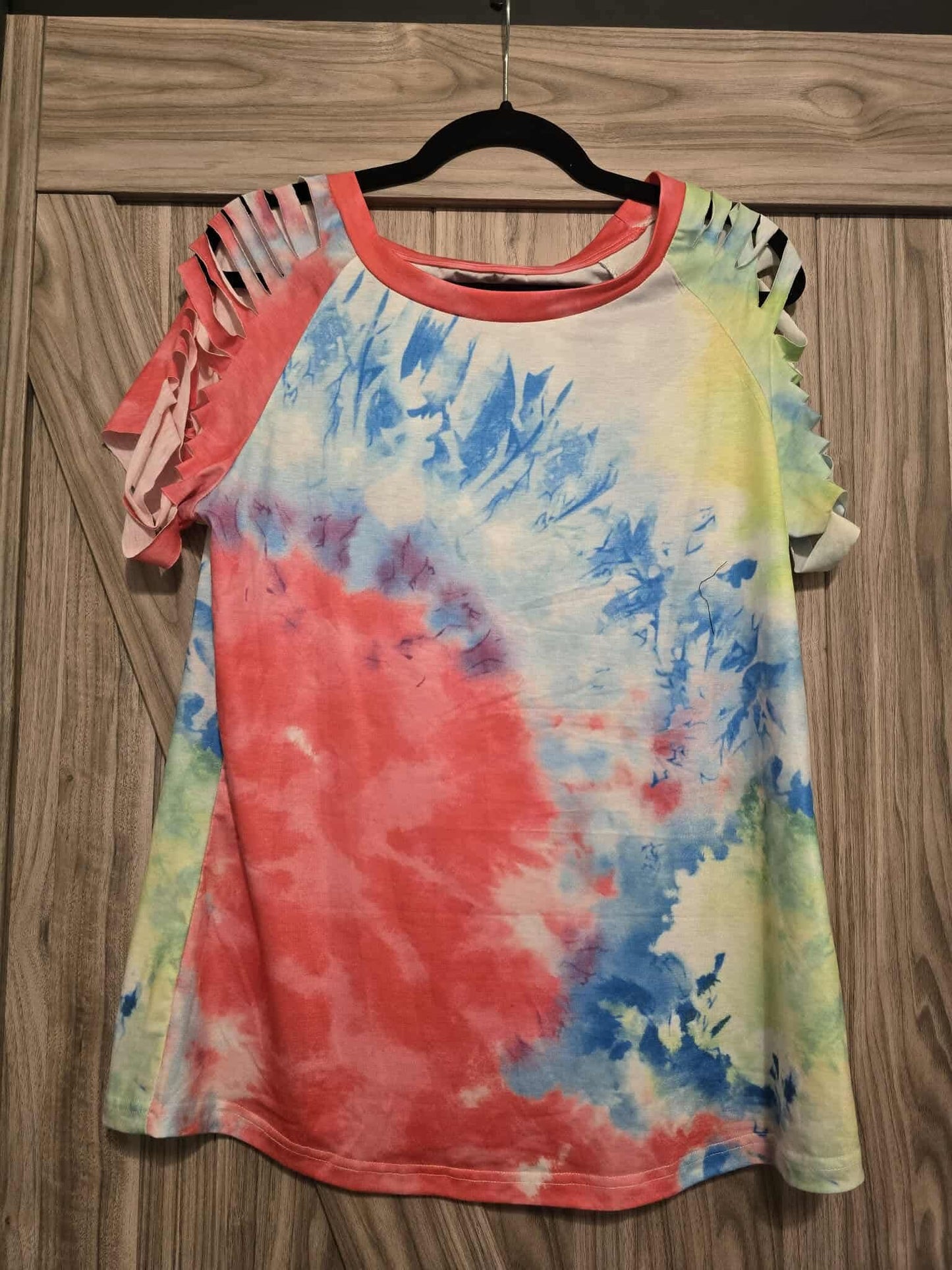 Tie Dye Cold Sliced Shoulder Top - Small