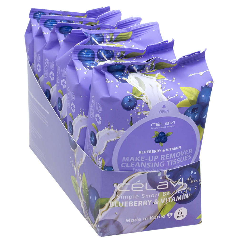 BLUEBERRY CELAVI MAKEUP REMOVER CLEANSING WIPES REMOVING TOWELETTES