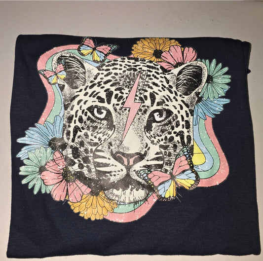 Leopard Navy Tee - XL
