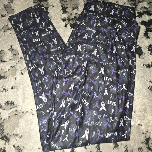 Love Fight Strong Purple Ribbon Legging TC