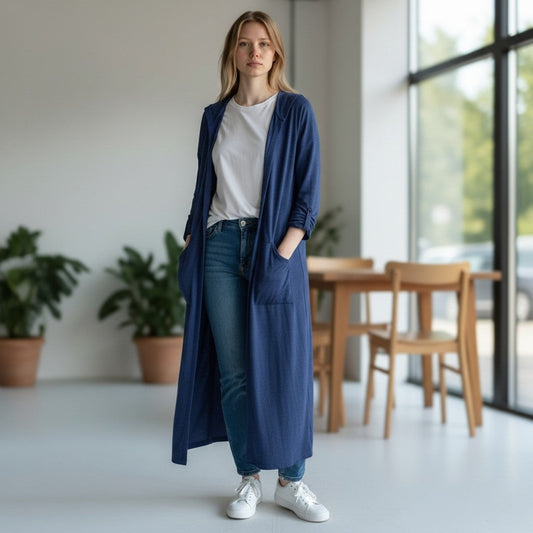 Zenana Long Cardigan Royal Blue - M, L, XL
