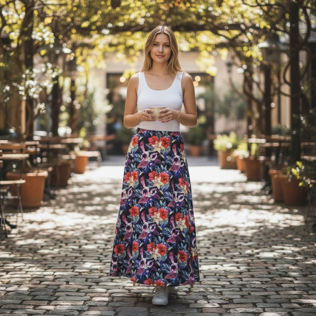 Tropical Floral Maxi Skirt S/M