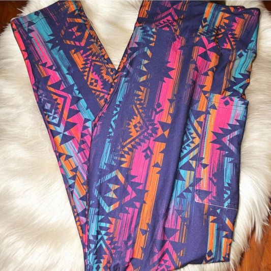 Aztec Leggings With Pockets OS